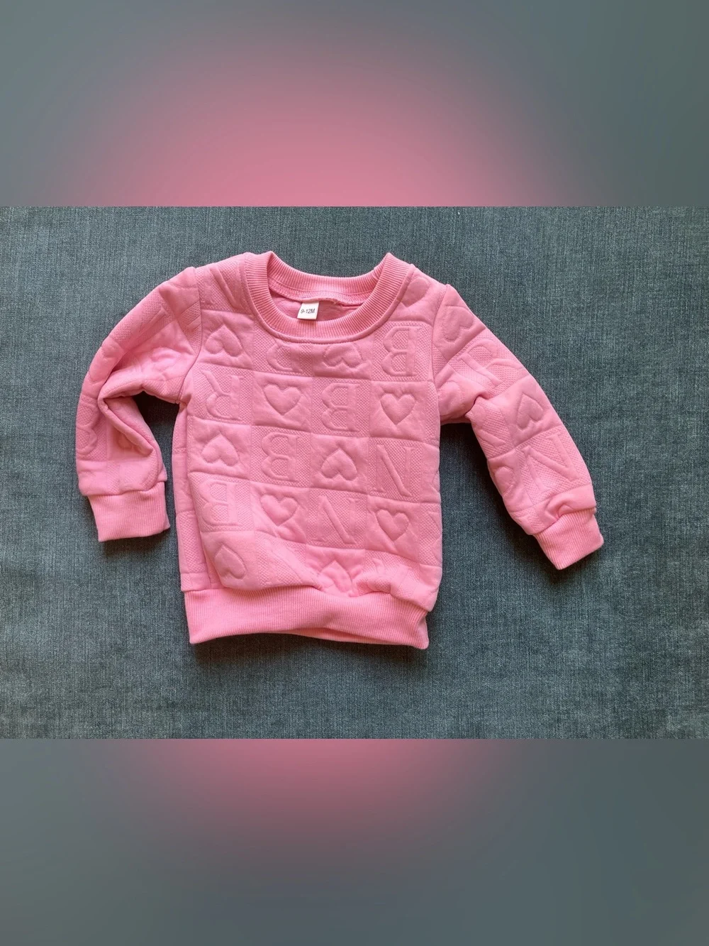 Baby Pink Quilted Heart Two-Piece Sweatshirt and Joggers Set